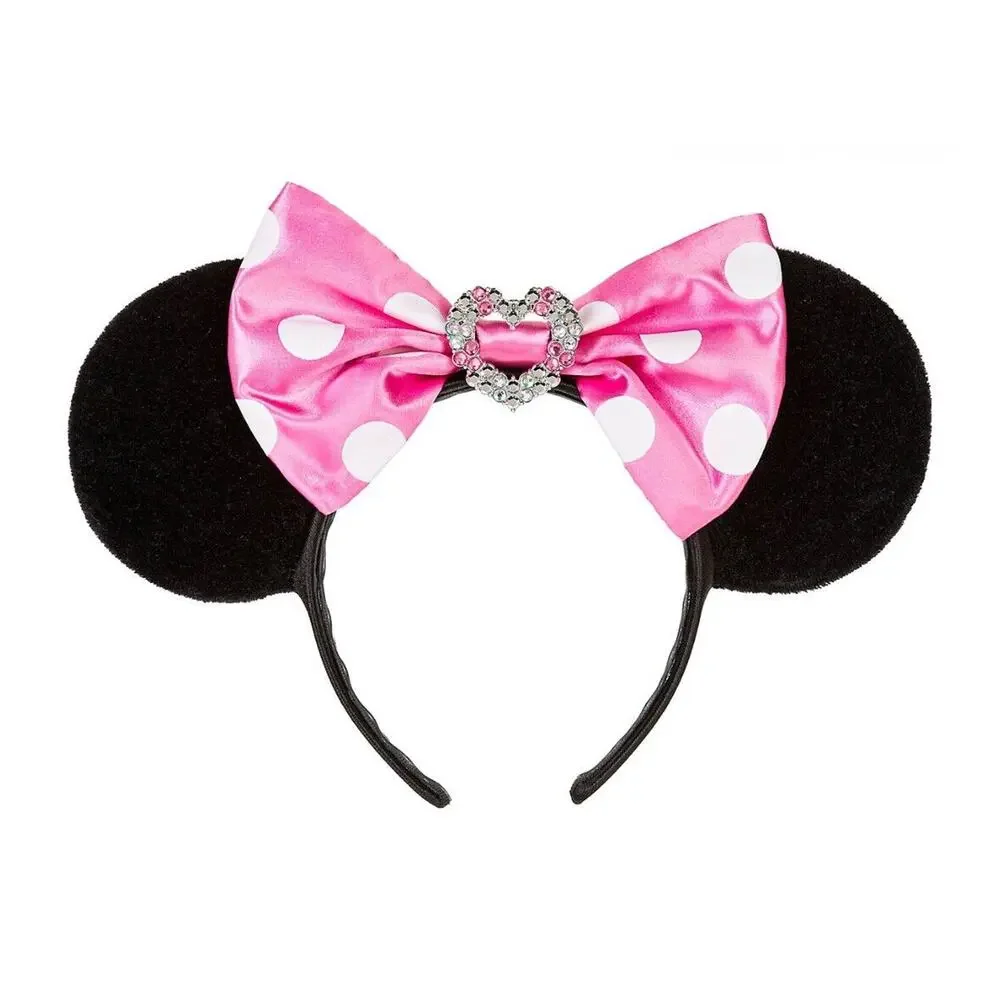 Disney Minnie Mouse Black Ears Headband with Pink Polka Dot Bow